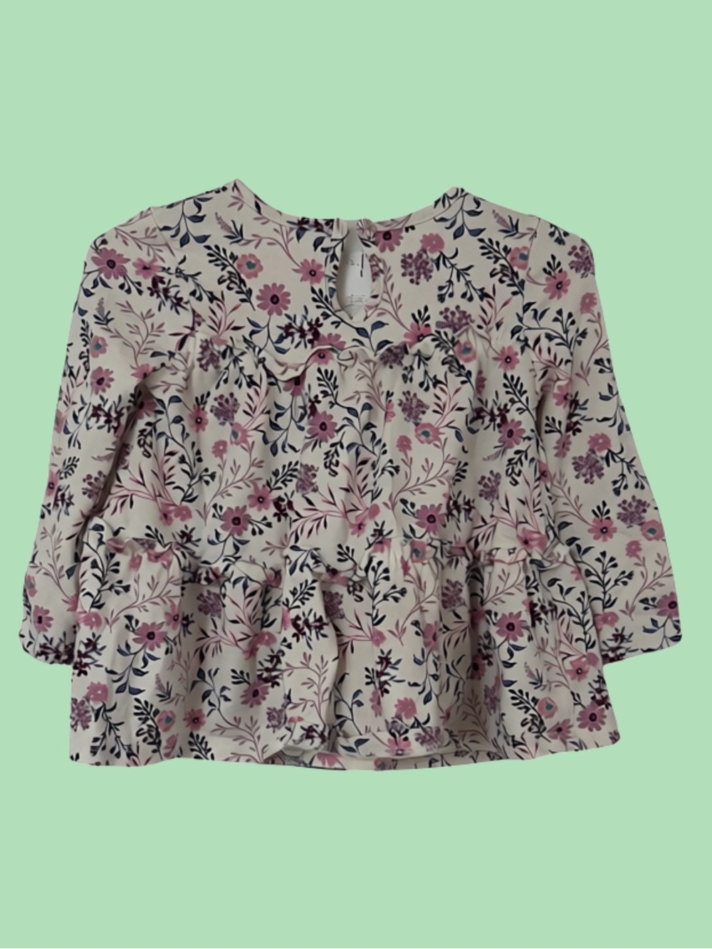 SET - ISAAC MIZRAHI Blouse Pant Set Pink & Blue SIZE 9-12 MONTHS Peplum Lon